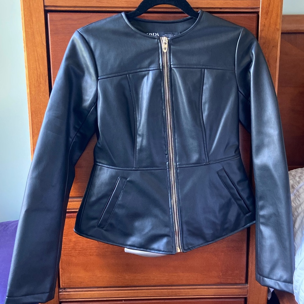 Zara black leather jacket